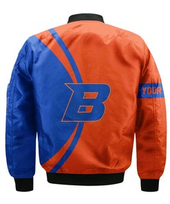 NCAA Boise State Broncos Custom Text Orange Blue Champions Bomber Jacket
