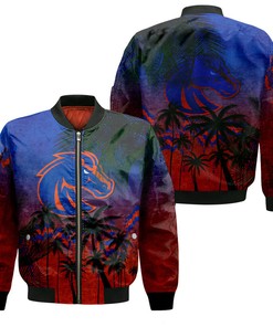 NCAA Boise State Broncos Orange Blue Coconut Tree Grunge Bomber Jacket