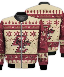 NCAA Boston College Eagles Ugly Christmas Bomber Jacket