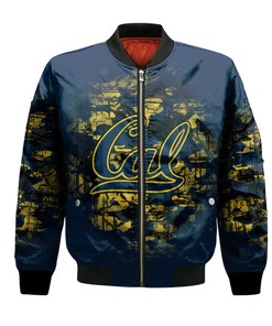 NCAA California Golden Bears Custom Text Number Blue Bomber Jacket V2