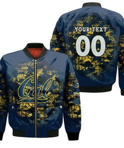 NCAA California Golden Bears Custom Text Number Blue Bomber Jacket V2