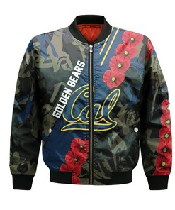 NCAA California Golden Bears Red Flowers Bomber Jacket