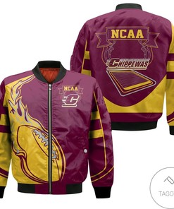 NCAA Central Michigan Chippewas Maroon Yellow Bomber Jacket
