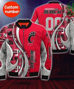 NCAA Cincinnati Bearcats Custom Number Red Grey Bomber Jacket