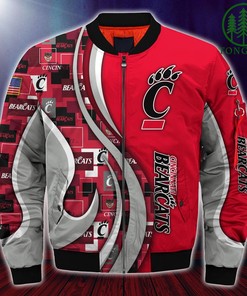 NCAA Cincinnati Bearcats Custom Number Red Grey Bomber Jacket