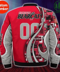 NCAA Cincinnati Bearcats Custom Number Red Grey Bomber Jacket