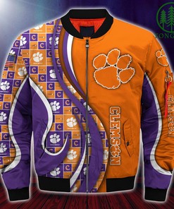 NCAA Clemson Tigers Custom Number Bomber Jacket V6