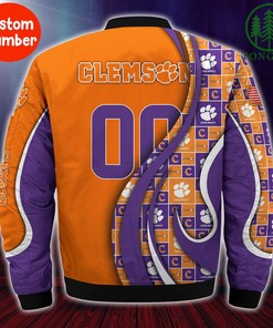NCAA Clemson Tigers Custom Number Bomber Jacket V6