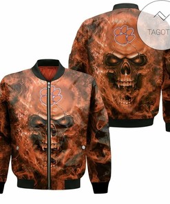 NCAA Clemson Tigers Fans Skull Bomber Jacket