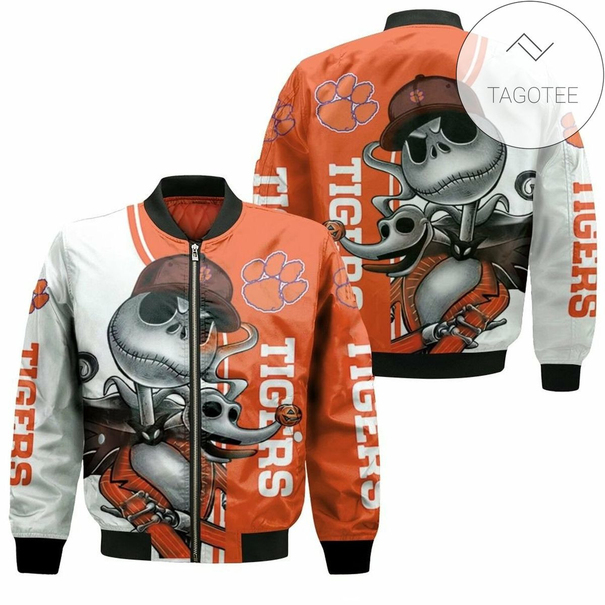 NCAA Clemson Tigers Jack Skellington And Zero Bomber Jacket