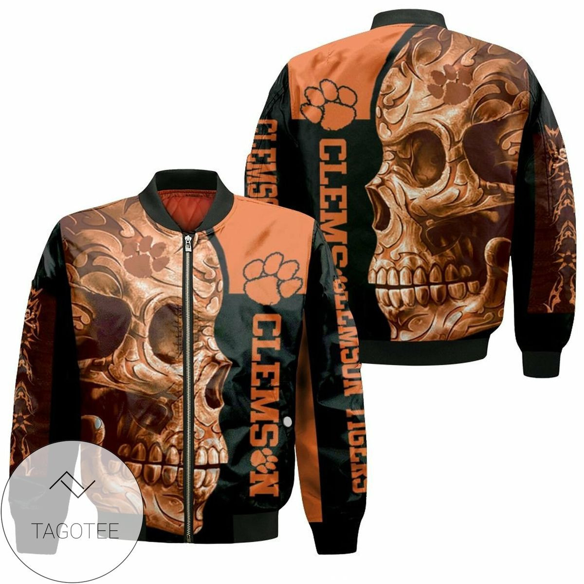 NCAA Clemson Tigers Skull Bomber Jacket