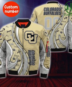 NCAA Colorado Buffaloes Custom Number Gold Silver Bomber Jacket