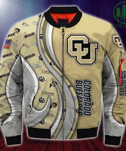NCAA Colorado Buffaloes Custom Number Gold Silver Bomber Jacket