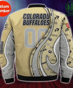 NCAA Colorado Buffaloes Custom Number Gold Silver Bomber Jacket