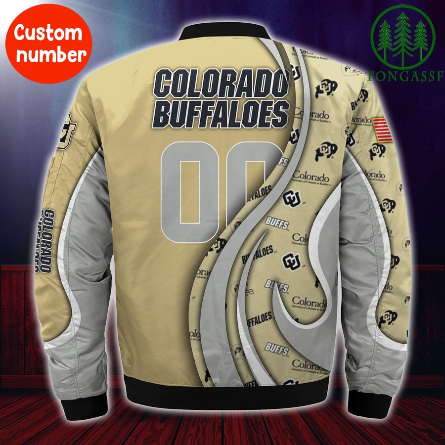 NCAA Colorado Buffaloes Custom Number Gold Silver Bomber Jacket