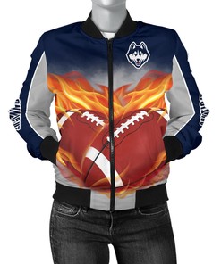 NCAA Connecticut Huskies Flame Ball Bomber Jacket