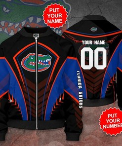 NCAA Florida Gators Custom Name Number Blue Black Bomber Jacket
