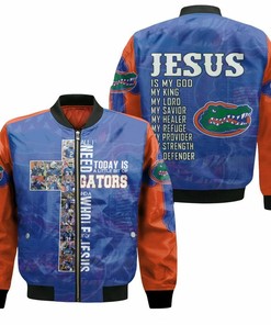 NCAA Florida Gators Jesus Blue Orange Bomber Jacket