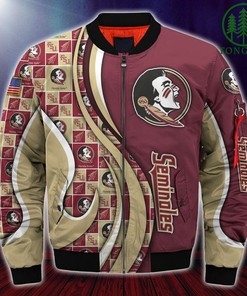 NCAA Florida State Seminoles Custom Number Gold Garnet Bomber Jacket