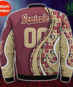 NCAA Florida State Seminoles Custom Number Gold Garnet Bomber Jacket