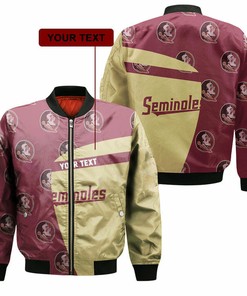 NCAA Florida State Seminoles Custom Text Garnet Gold Bomber Jacket