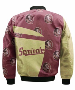 NCAA Florida State Seminoles Custom Text Garnet Gold Bomber Jacket