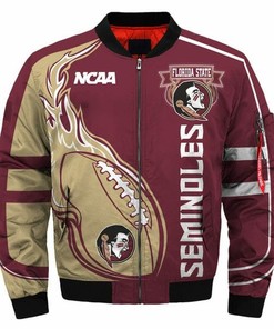 NCAA Florida State Seminoles Garnet Gold Bomber Jacket V2