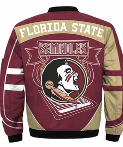 NCAA Florida State Seminoles Garnet Gold Bomber Jacket V2