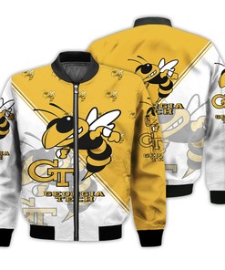 NCAA Georgia Tech Yellow Jackets White Yellow Bomber Jacket