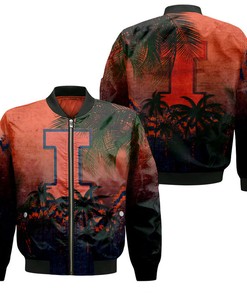 NCAA Illinois Fighting Illini Coconut Tree Bomber Jacket V3