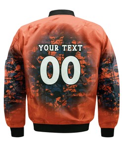 NCAA Illinois Fighting Illini Custom Text Number Orange Blue Bomber Jacket