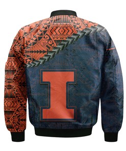 NCAA Illinois Fighting Illini Orange Blue Bomber Jacket V2