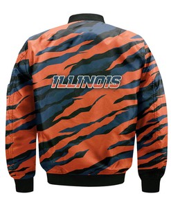 NCAA Illinois Fighting Illini Orange Blue Bomber Jacket V6
