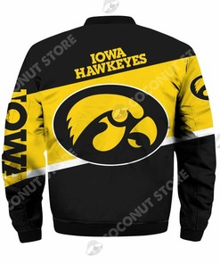 NCAA Iowa Hawkeyes Black Gold Mascot Bomber Jacket