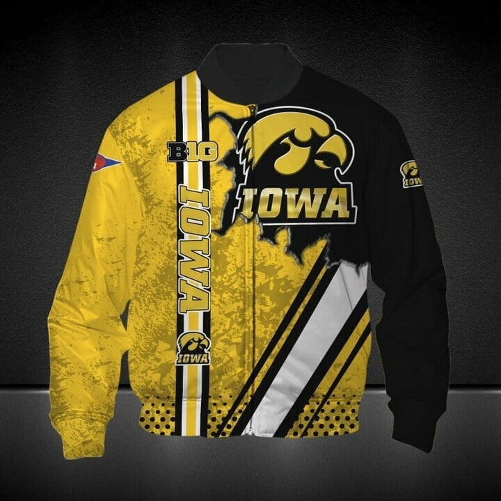 NCAA Iowa Hawkeyes Gold Black Bomber Jacket