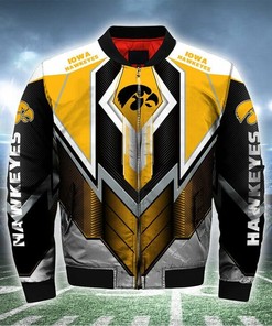 NCAA Iowa Hawkeyes Gold Black Bomber Jacket V3