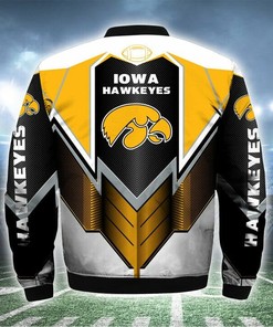 NCAA Iowa Hawkeyes Gold Black Bomber Jacket V3