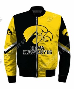 NCAA Iowa Hawkeyes Gold Black Bomber Jacket V4