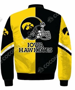 NCAA Iowa Hawkeyes Gold Black Bomber Jacket V4