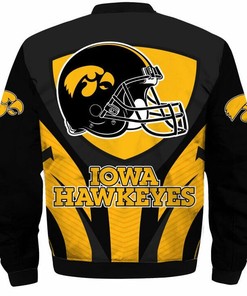 NCAA Iowa Hawkeyes Gold Black Bomber Jacket V5