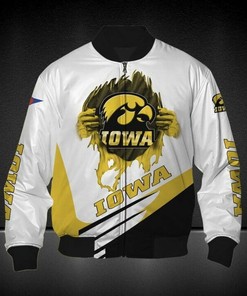 NCAA Iowa Hawkeyes White Gold Bomber Jacket