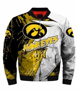 NCAA Iowa Hawkeyes White Gold Bomber Jacket V2