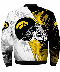 NCAA Iowa Hawkeyes White Gold Bomber Jacket V2