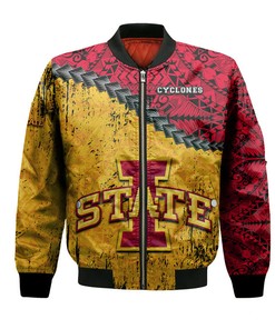 NCAA Iowa State Cyclones Cardinal Gold Bomber Jacket V3
