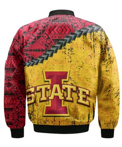NCAA Iowa State Cyclones Cardinal Gold Bomber Jacket V3