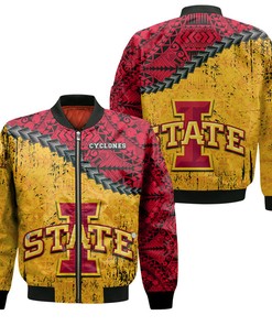 NCAA Iowa State Cyclones Cardinal Gold Bomber Jacket V3