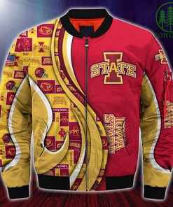 NCAA Iowa State Cyclones Custom Number Orange Gold Bomber Jacket