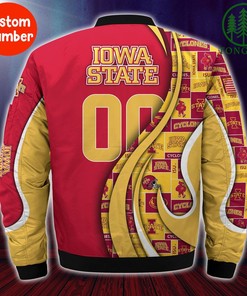 NCAA Iowa State Cyclones Custom Number Orange Gold Bomber Jacket