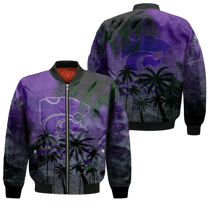 NCAA Kansas State Wildcats Coconut Tree Purple Bomber Jacket