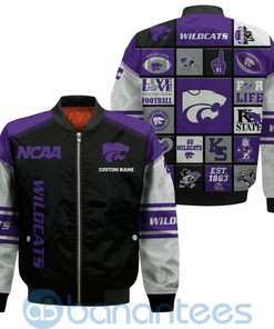 NCAA Kansas State Wildcats Custom Name Black Purple Bomber Jacket